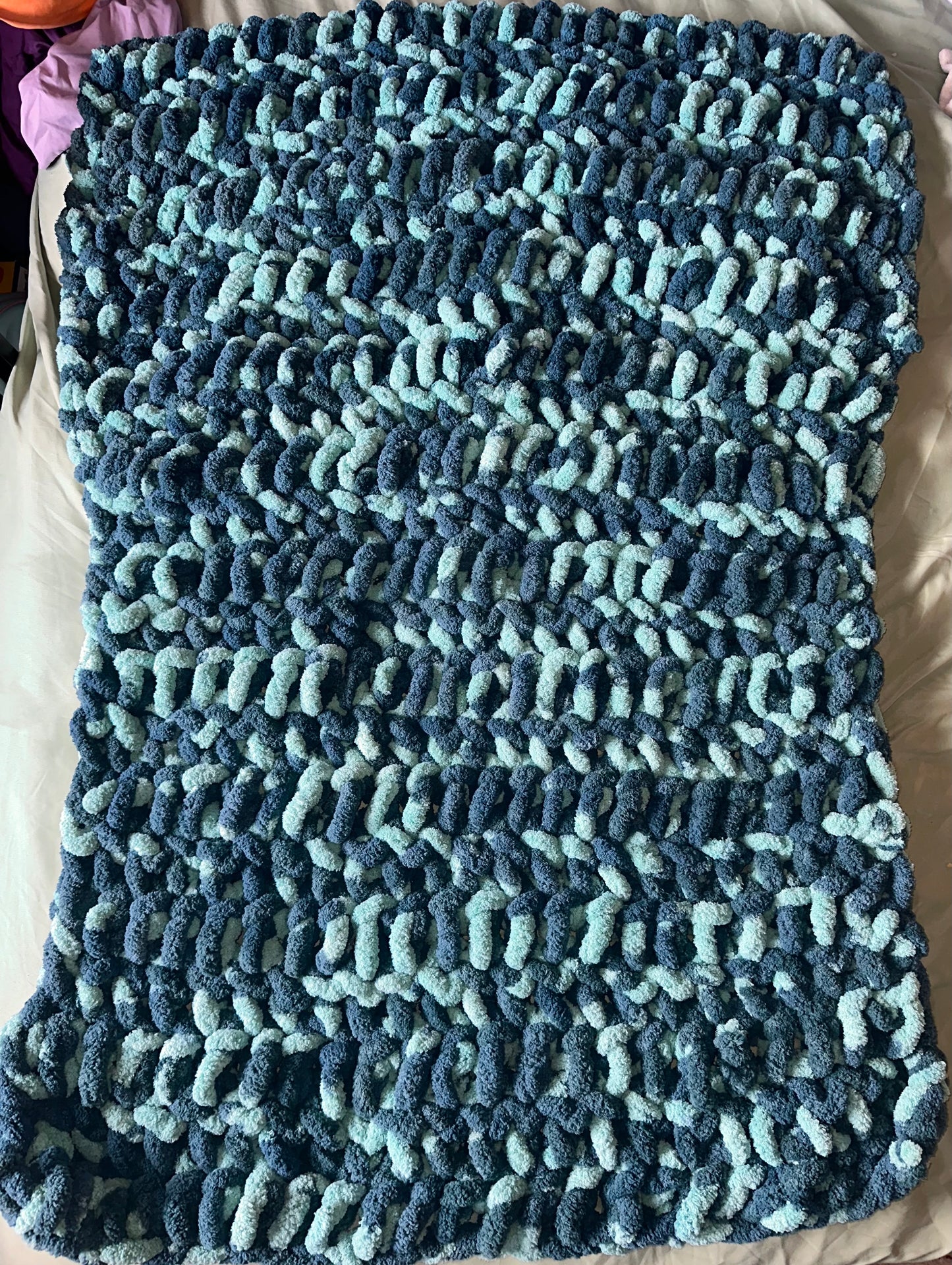 Chunky fluffy blanket ( lifetime baby size, single adult blanket )