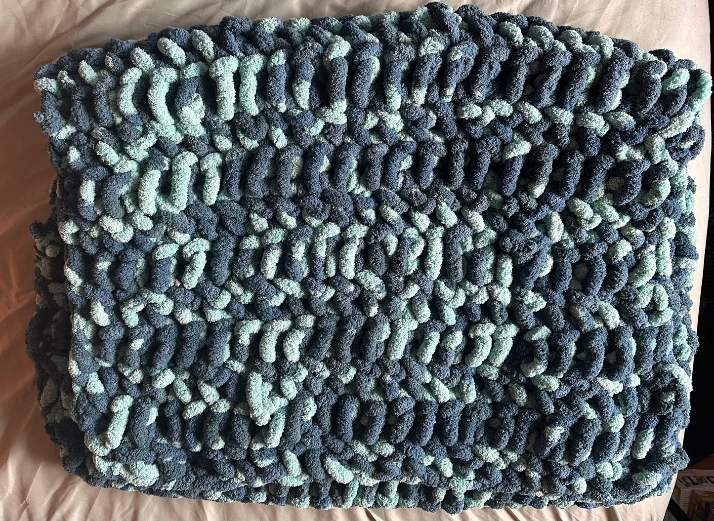 Chunky fluffy blanket ( lifetime baby size, single adult blanket )